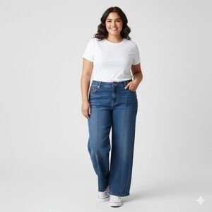 Soft Surroundings High-Rise Seamed Wide Leg Jeans - XL